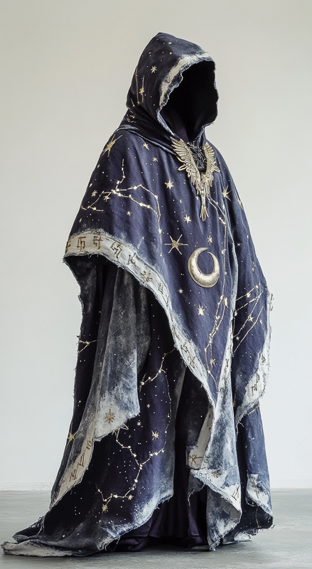 Magician Hooded Gorgeous Contrast Color Cape Jacket cdf0