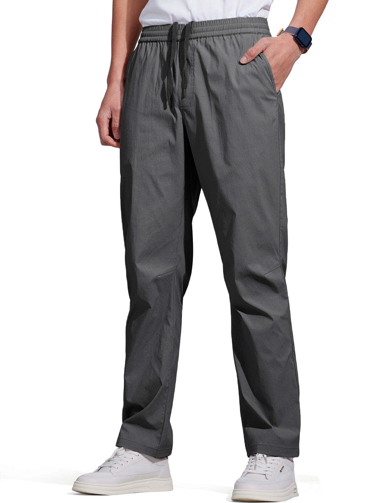 FREE SOLDIER Men's Elastic Waist Lightweight Water Resistant Quick-Dry Hiking Outdoor Sweatpants Pants