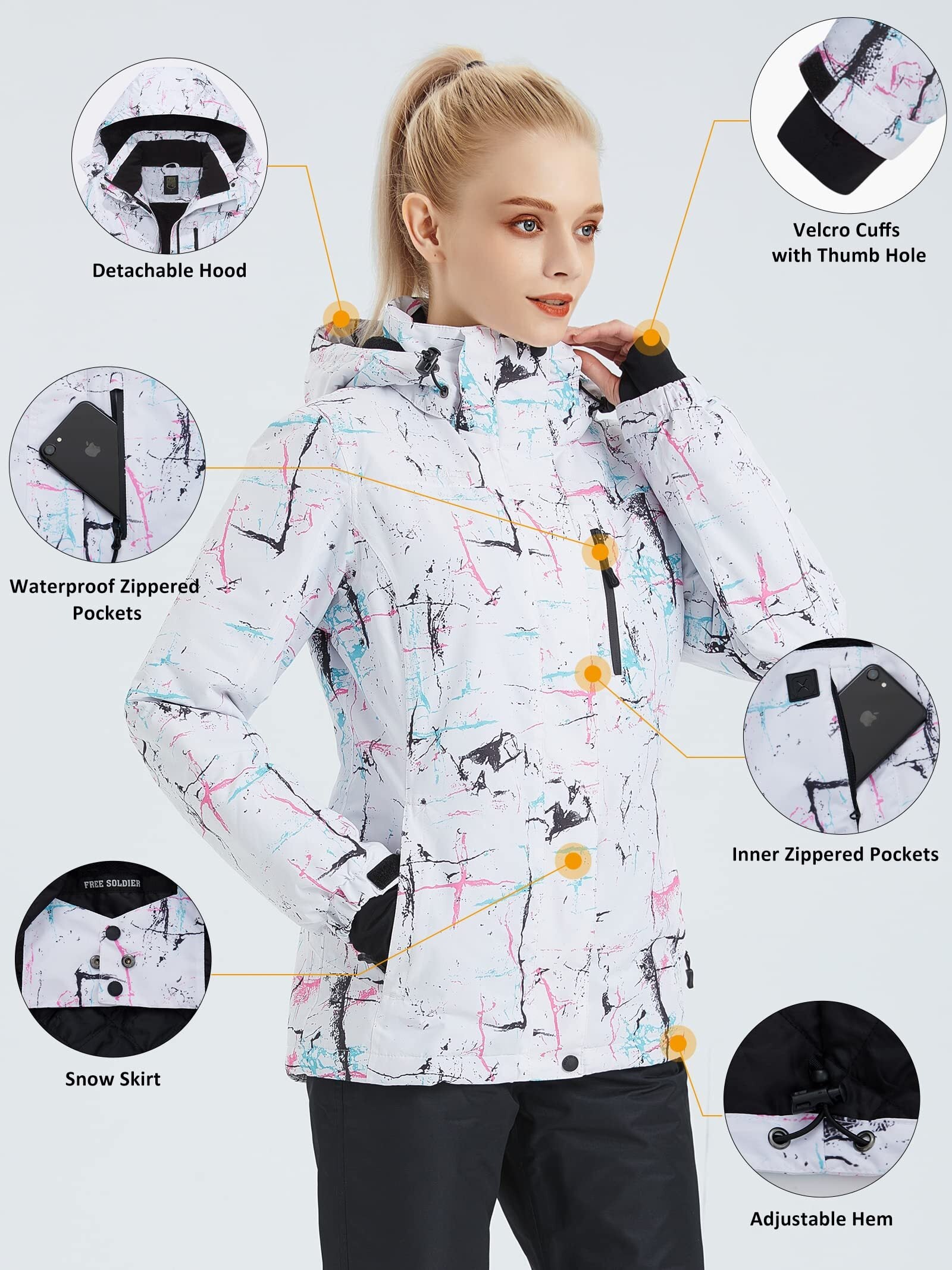 ETHEREAL Women's Waterproof Ski Snow Jacket