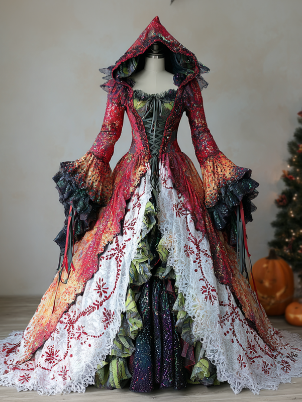 Women's Gorgeous Original Contrast Cape Dress f8e4