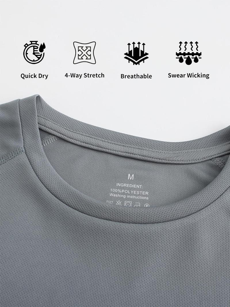 5 Pack Men's solid color round neck sports breathable quick-drying T-shirt, Clearance Items 2025