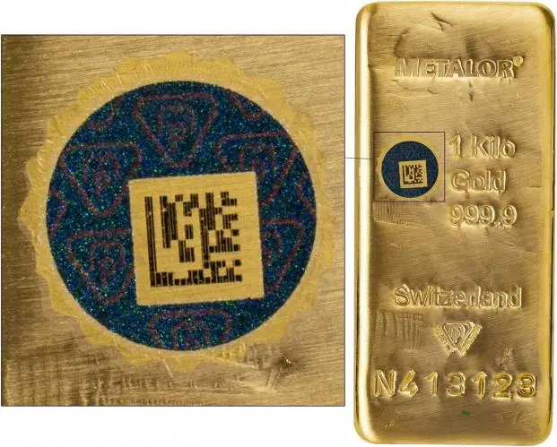 Metalor 1Kg Cast Gold Bar