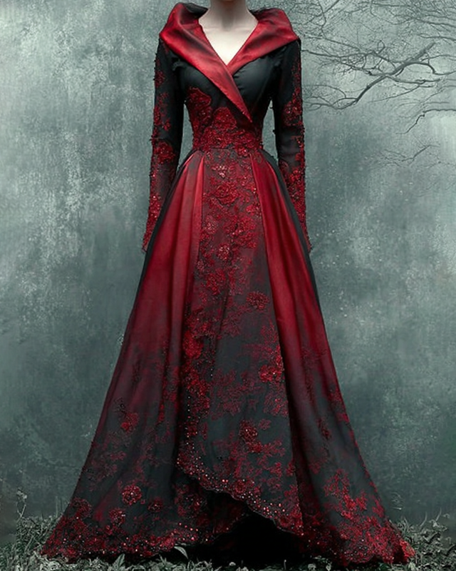 Halloween Themed Irregular Lace Patchwork Hooded Dress c78e