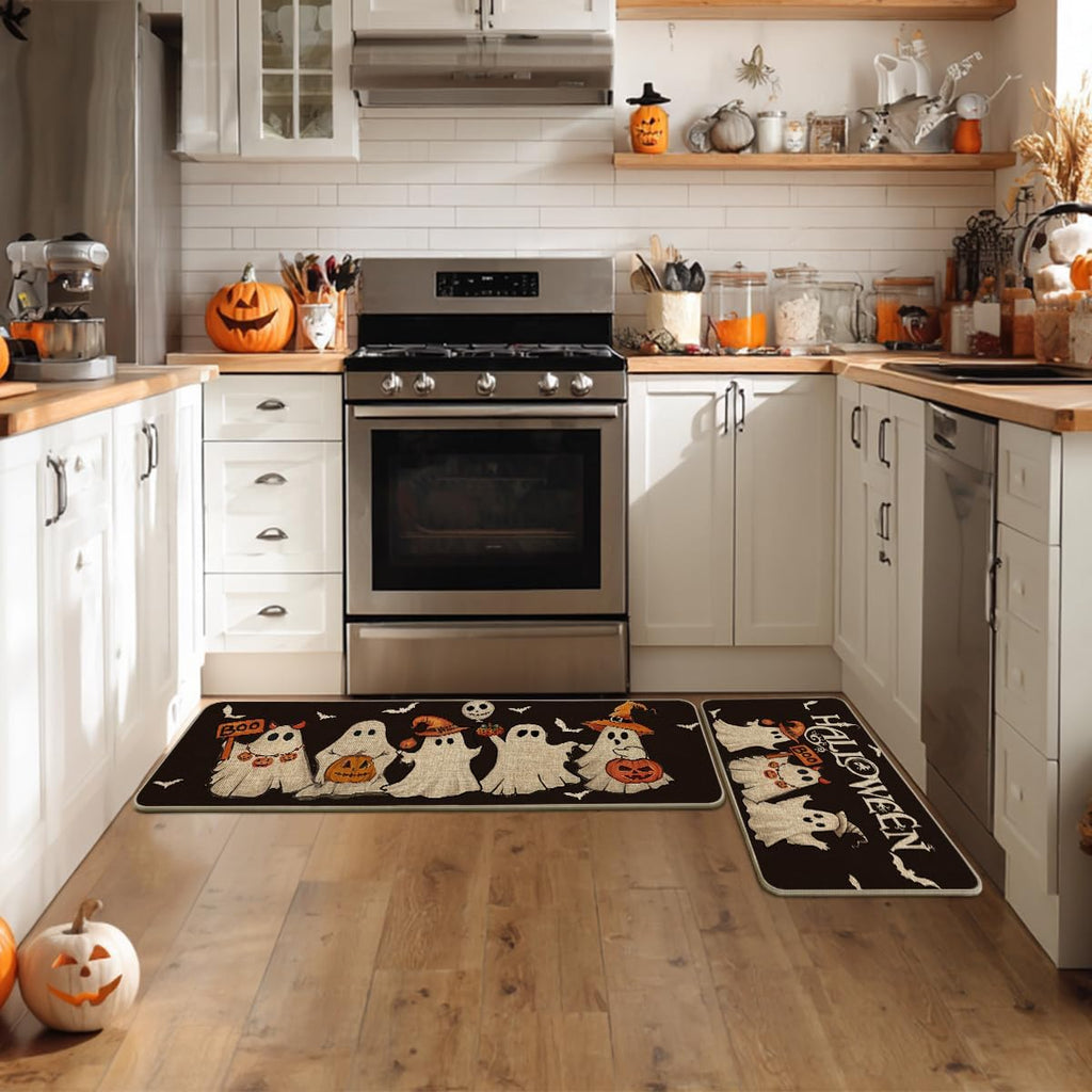 🏆#1 Bestselling-🎃Spooky Kitchen Rugs Sets of 2  9c0d