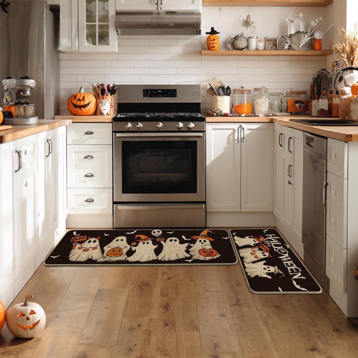 🏆#1 Bestselling-🎃Spooky Kitchen Rugs Sets of 2  9c0d