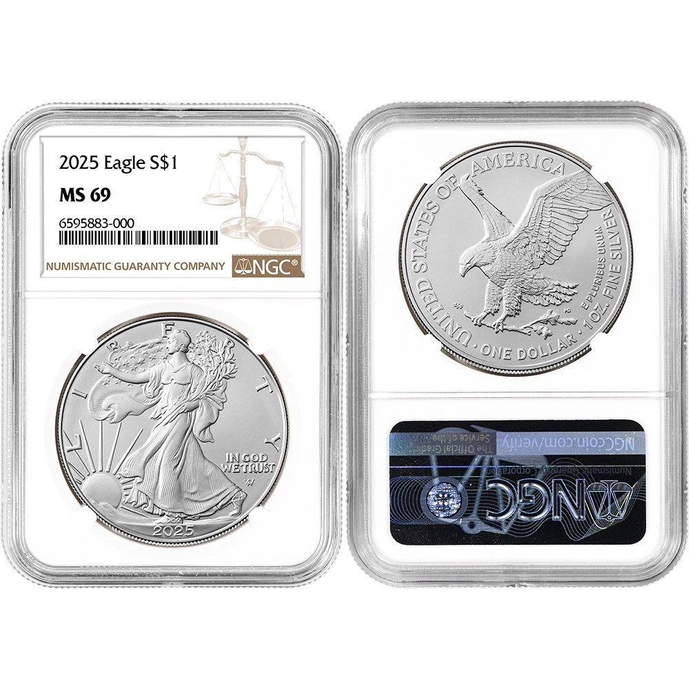 41-pc. 1986 - 2025 American Silver Eagle Coin Complete Date Set NGC MS69