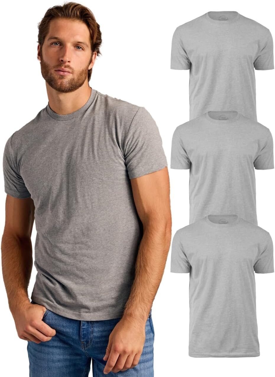 3 Pack Men‘s T-Shirts - Short Sleeve Crew Neck Plain Novelty T Shirt for Men