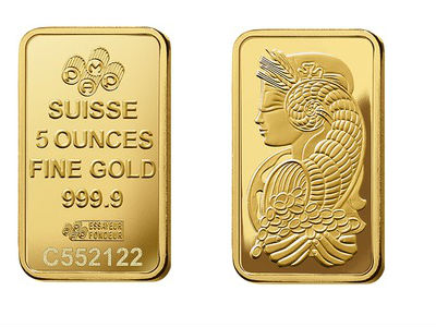 5 oz Gold Bar - PAMP Suisse Lady Fortuna Veriscan