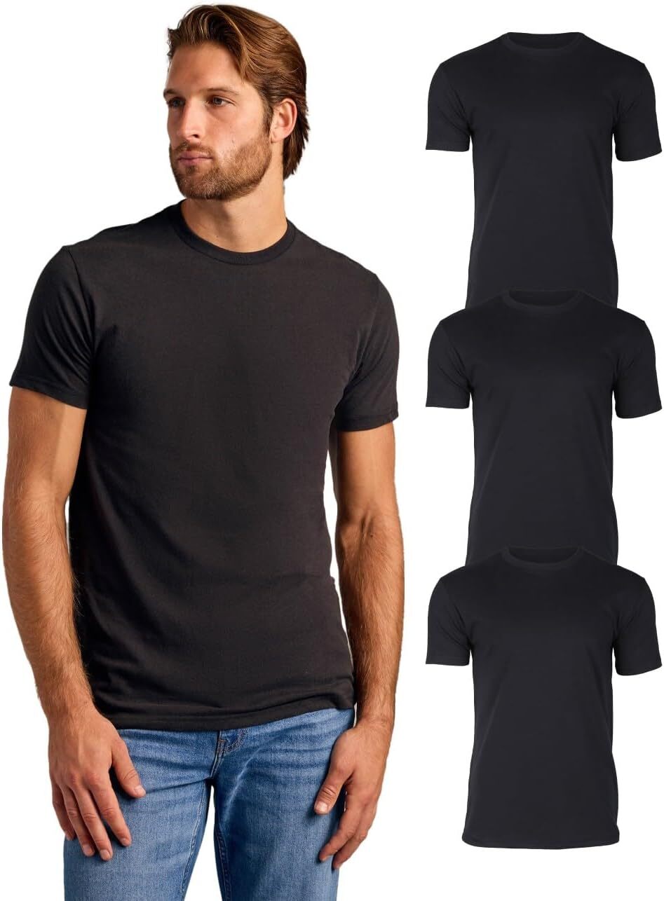 3 Pack Men‘s T-Shirts - Short Sleeve Crew Neck Plain Novelty T Shirt for Men