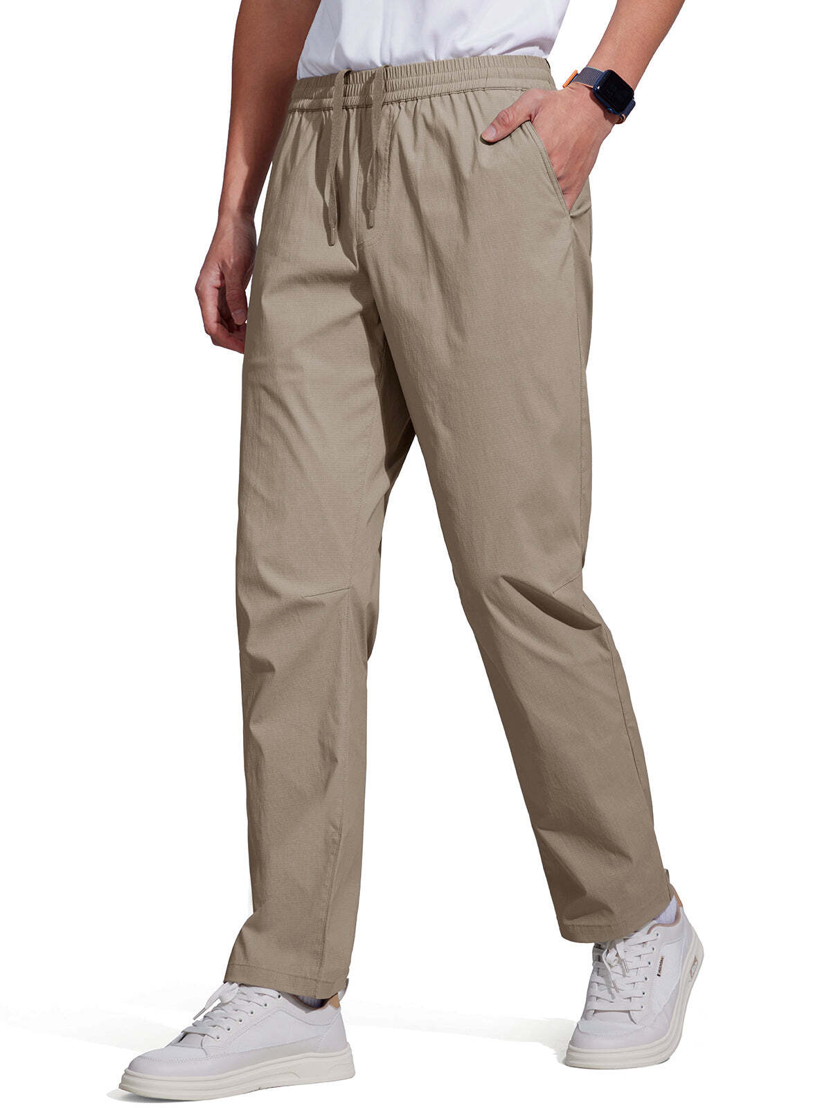 FREE SOLDIER Men's Elastic Waist Lightweight Water Resistant Quick-Dry Hiking Outdoor Sweatpants Pants