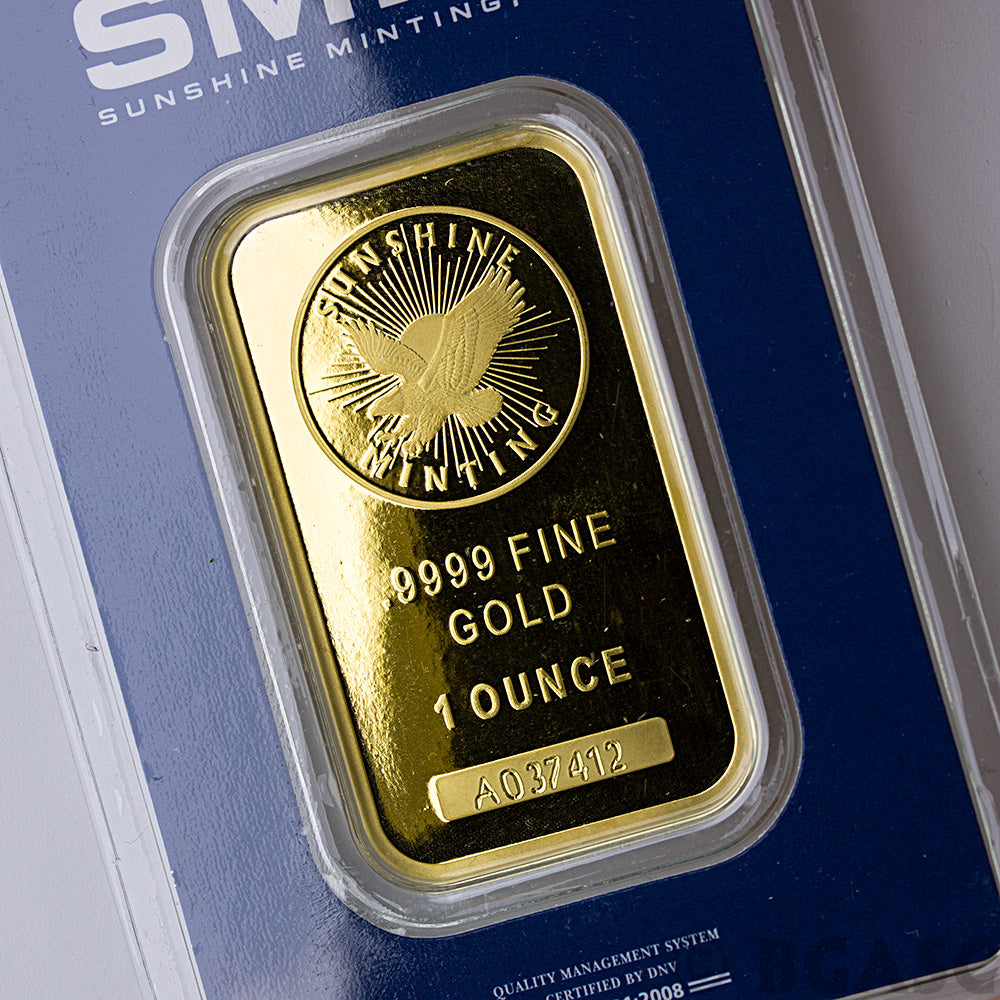 Sunshine Mint 1 oz Gold Bar .9999 Fine (in Assay)