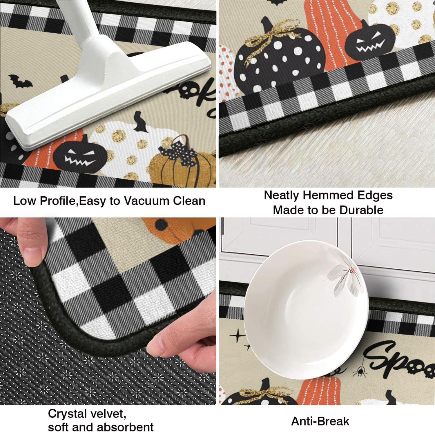 🏆#1 Bestselling-🎃Spooky Kitchen Rugs Sets of 2  9c0d