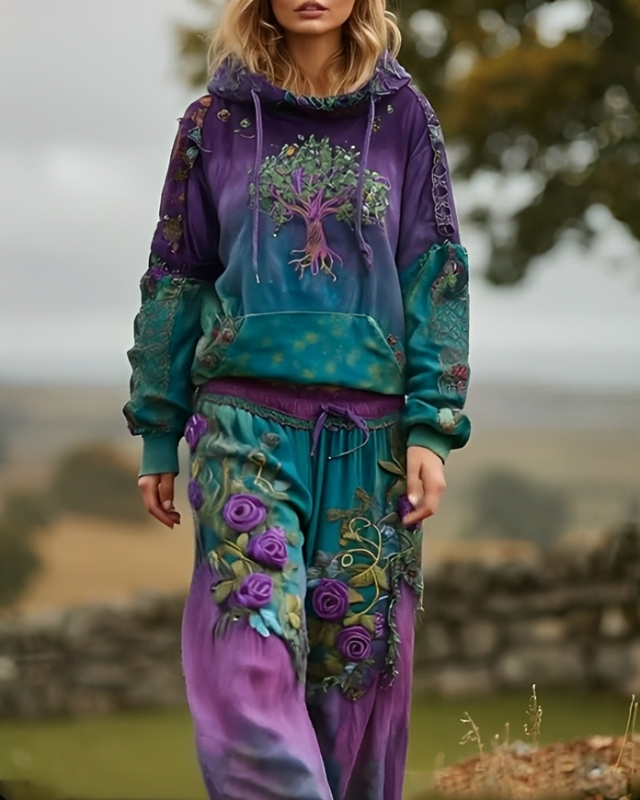 Women's Floral Embroidered Top & Pants Two-Piece Set 1223