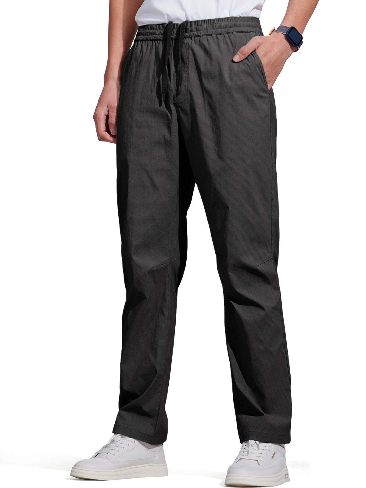 FREE SOLDIER Men's Elastic Waist Lightweight Water Resistant Quick-Dry Hiking Outdoor Sweatpants Pants