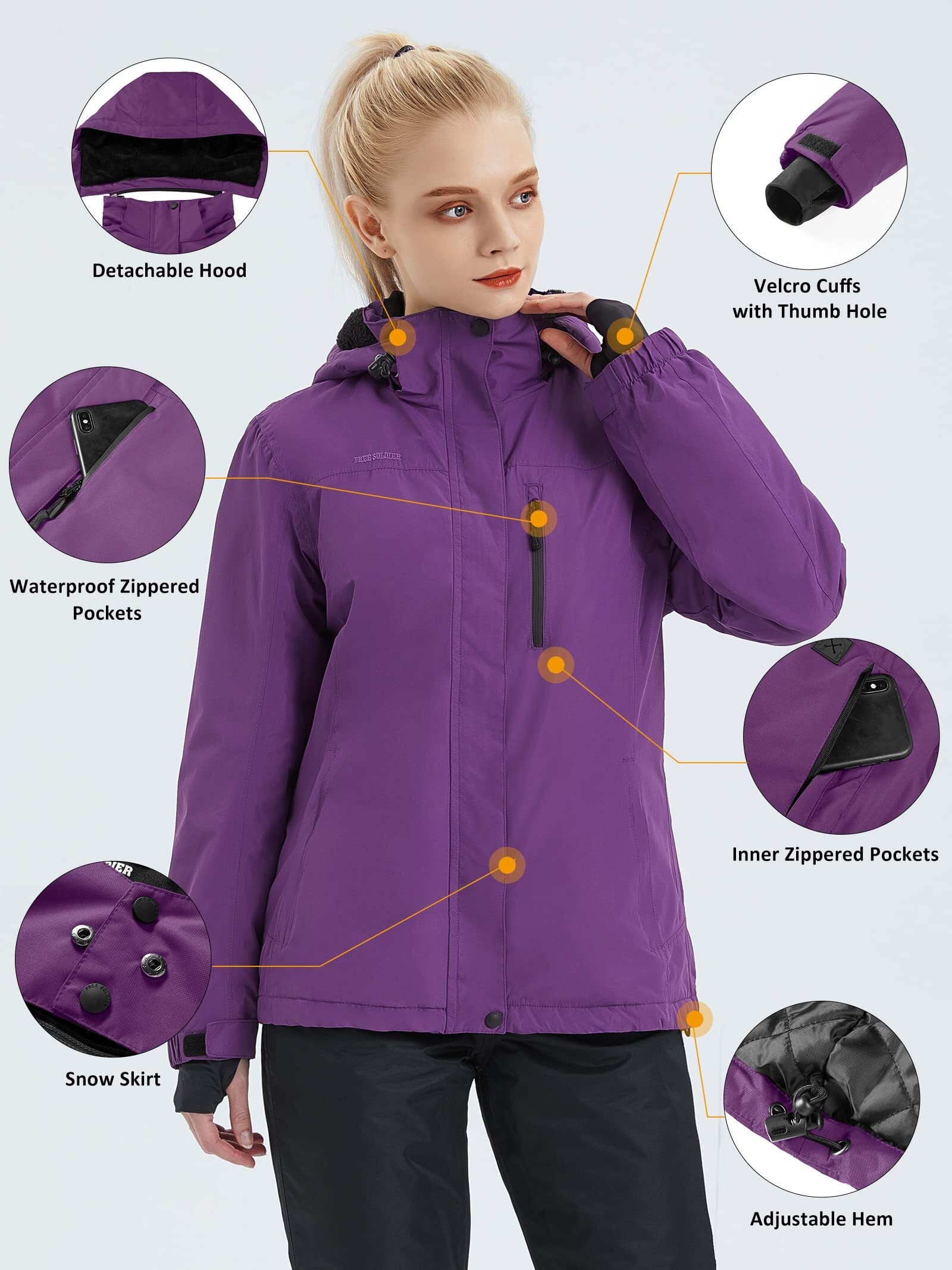 ETHEREAL Women's Waterproof Ski Snow Jacket