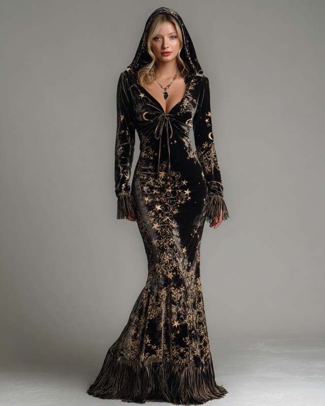 Women's Velvet Slim-Fit Long Dress  200b