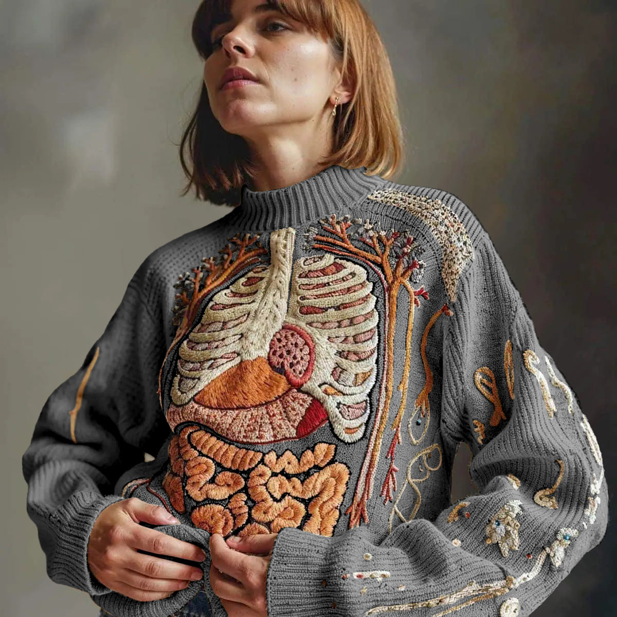 Classic Halloween Anatomy Art Chunky Knitted Sweater e641
