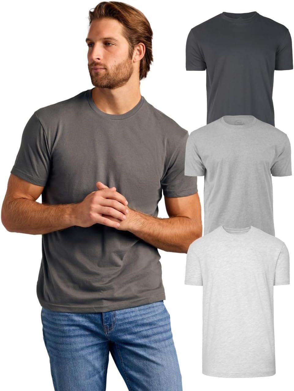 3 Pack Men‘s T-Shirts - Short Sleeve Crew Neck Plain Novelty T Shirt for Men