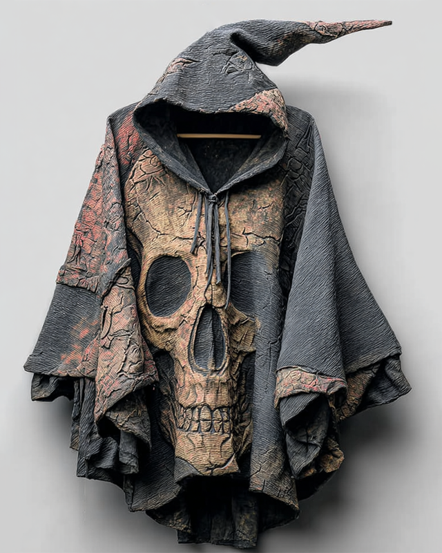 Halloween Themed Patchwork Skull Embroidered Hooded  3b63