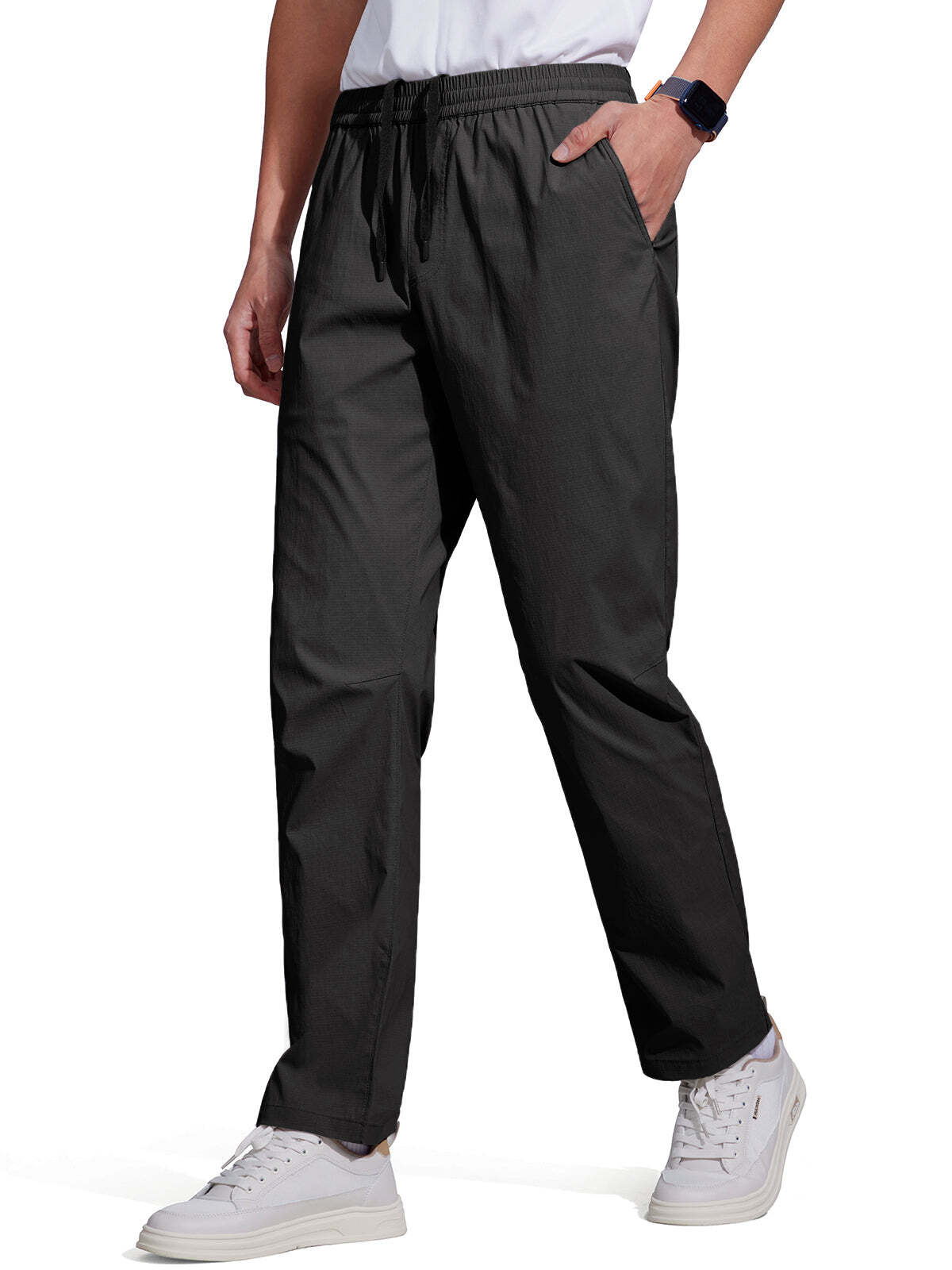 FREE SOLDIER Men's Elastic Waist Lightweight Water Resistant Quick-Dry Hiking Outdoor Sweatpants Pants