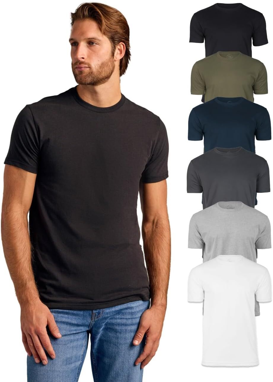 3 Pack Men‘s T-Shirts - Short Sleeve Crew Neck Plain Novelty T Shirt for Men
