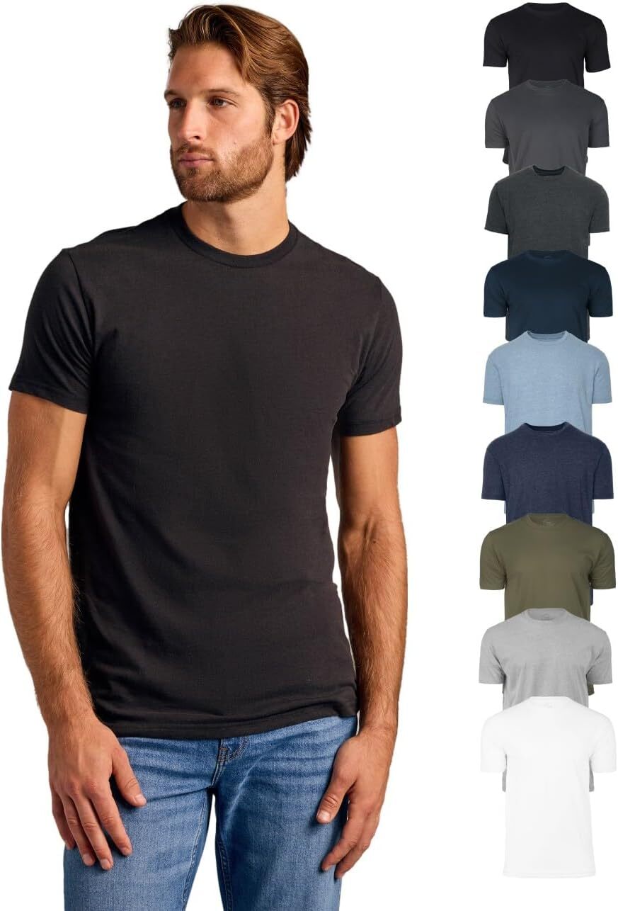 3 Pack Men‘s T-Shirts - Short Sleeve Crew Neck Plain Novelty T Shirt for Men
