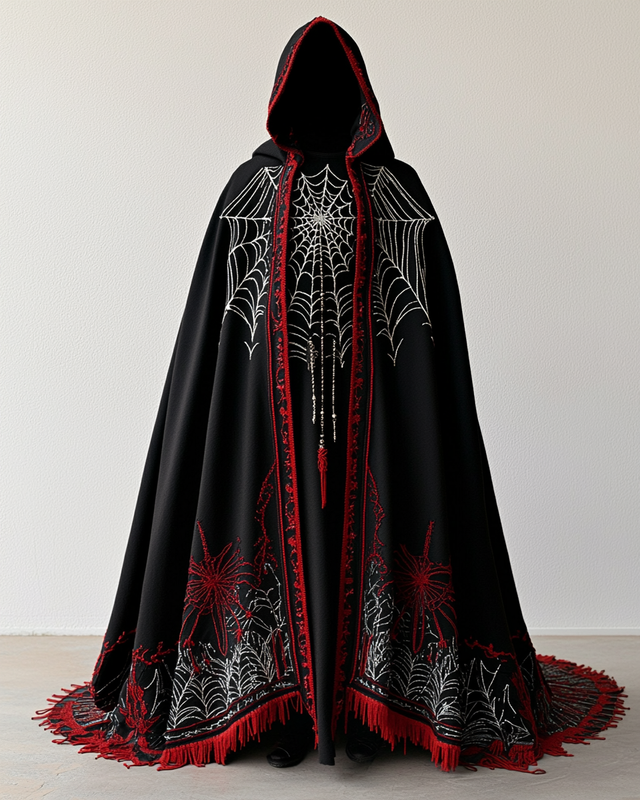 Fashionable contrast color hooded cape coat 03a6