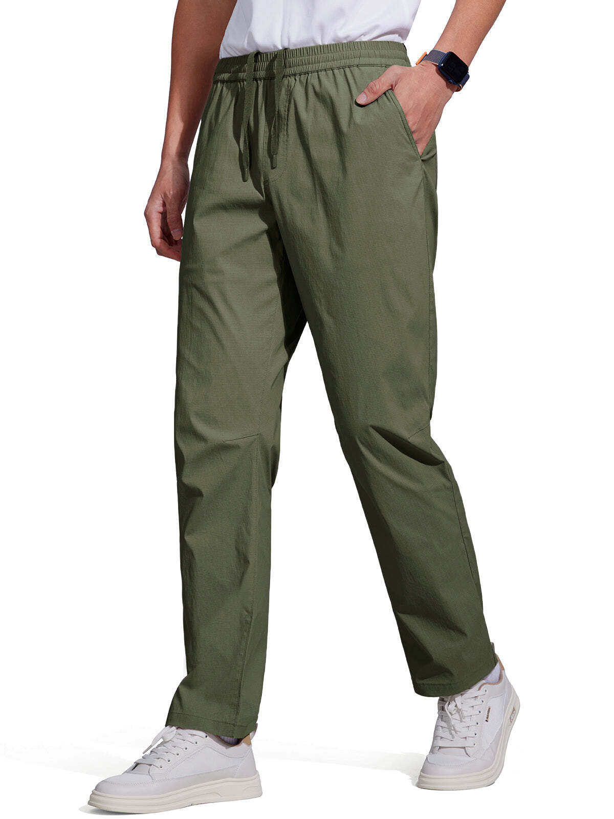 FREE SOLDIER Men's Elastic Waist Lightweight Water Resistant Quick-Dry Hiking Outdoor Sweatpants Pants