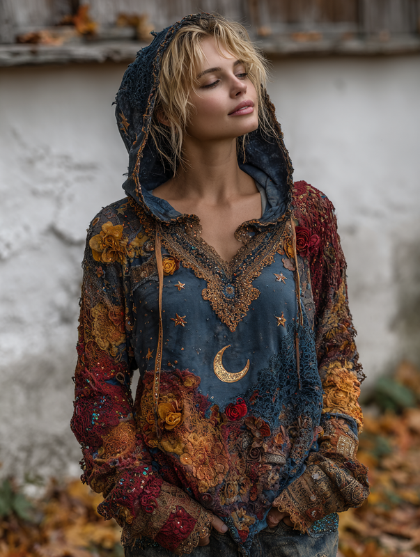 Autumn Long-Sleeved Embroidered Contrasting Color Sweatshirt 0ec0