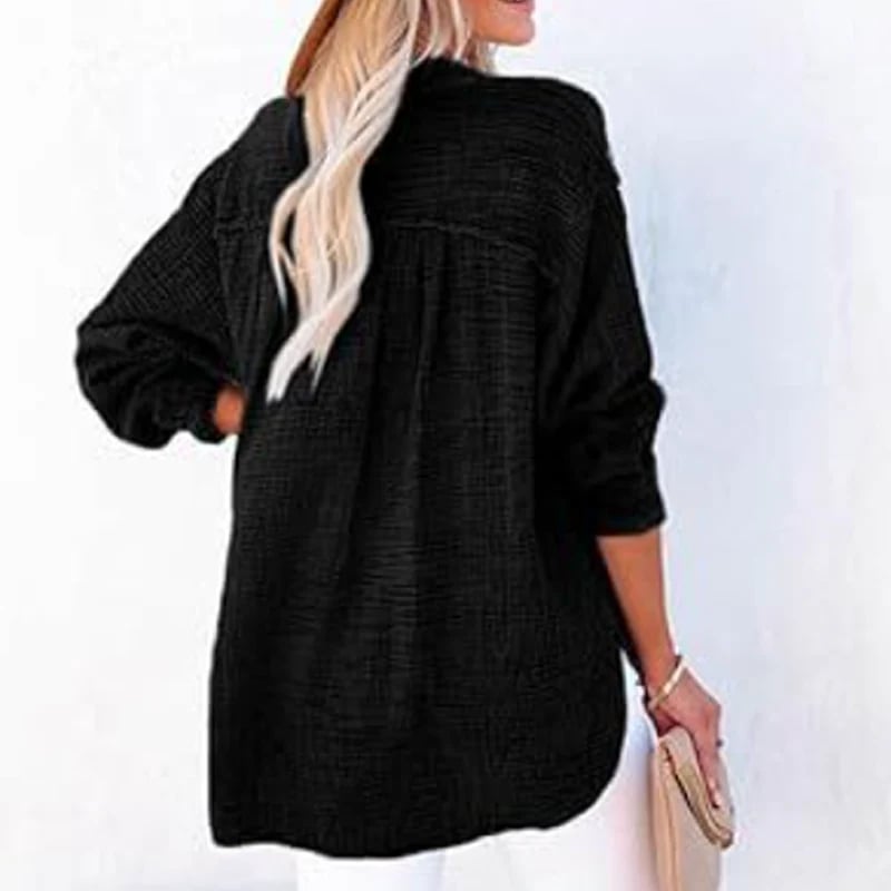 🔥Hot Sale 49%💖Women’s Casual Gauze Button Neck Long Sleeve Blouse