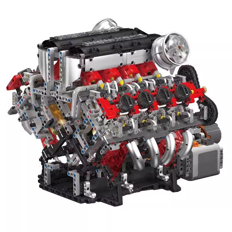 F488 supercar V8 engine ever-changing creative series assembled building blocks engine assembly model science and education toys