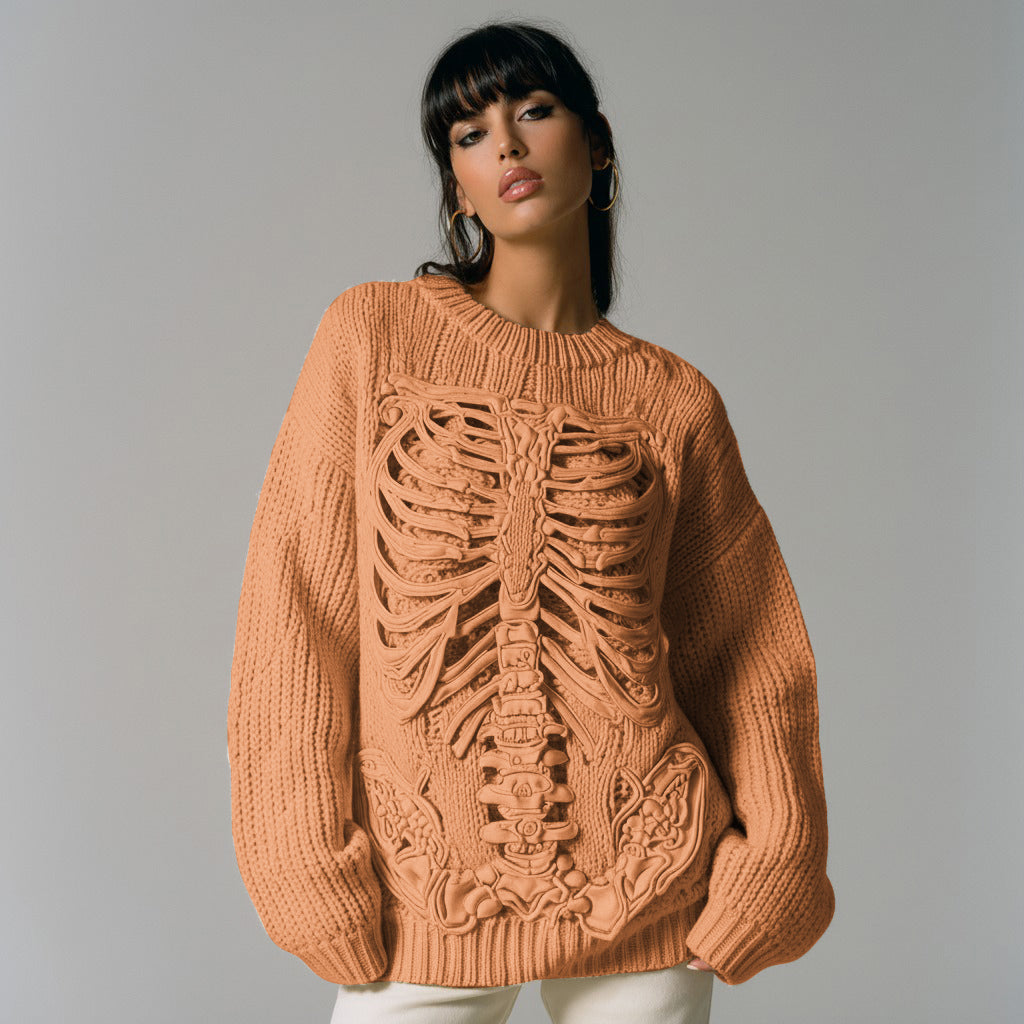 Vintage Halloween Anatomy Art Chunky Knitted Sweater 26f4