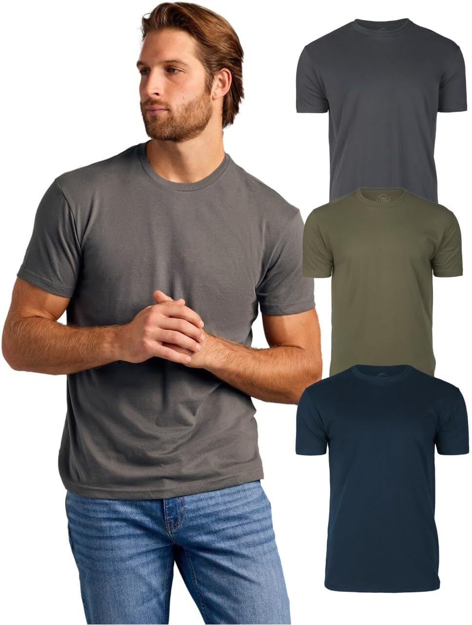 3 Pack Men‘s T-Shirts - Short Sleeve Crew Neck Plain Novelty T Shirt for Men