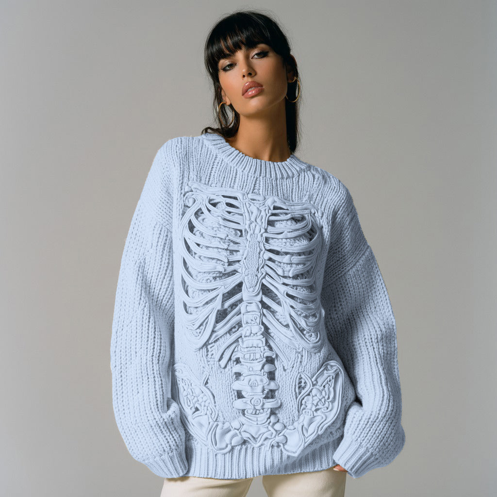 Vintage Halloween Anatomy Art Chunky Knitted Sweater 26f4