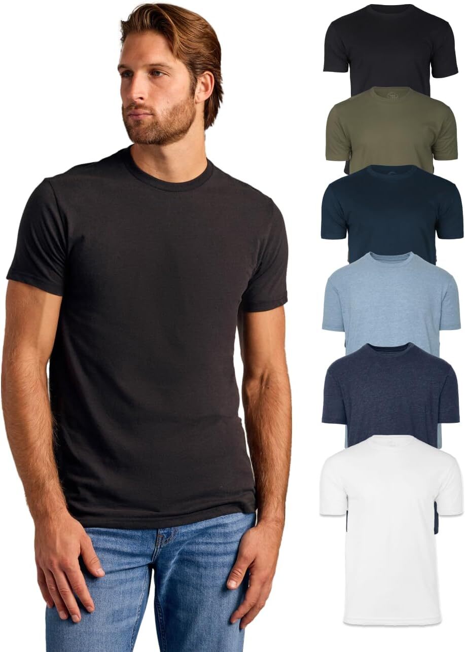 3 Pack Men‘s T-Shirts - Short Sleeve Crew Neck Plain Novelty T Shirt for Men