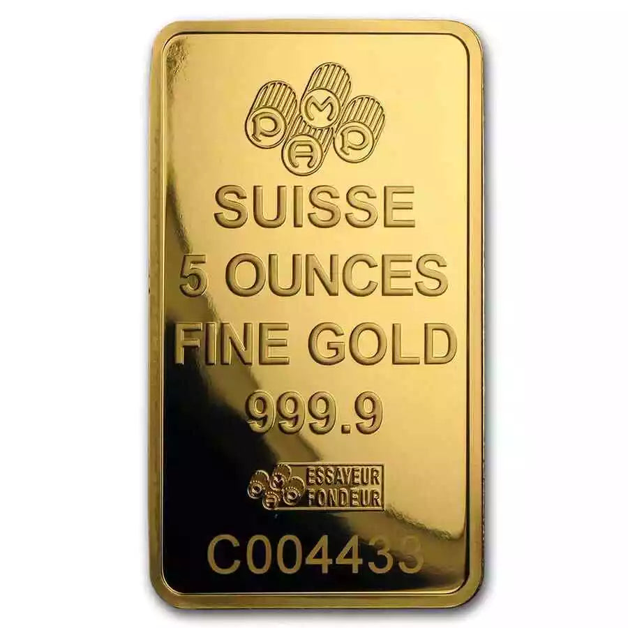 5 oz Gold Bar - PAMP Suisse Lady Fortuna Veriscan