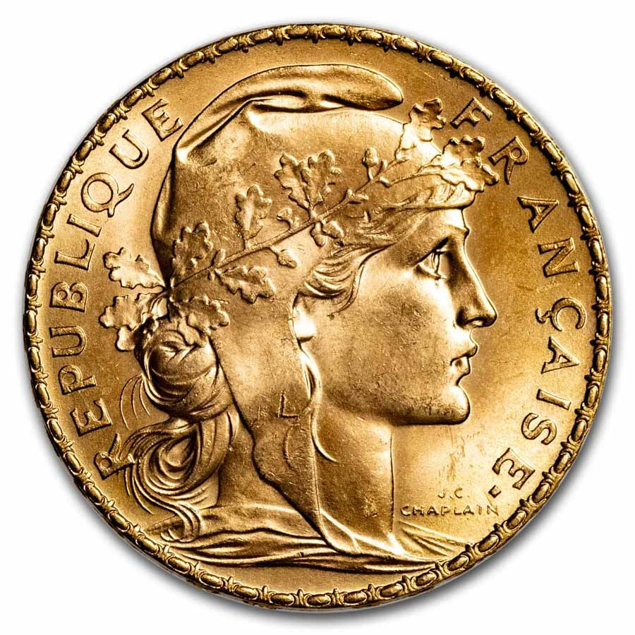 France Gold 20 Francs French Rooster Coin (1899-1914)