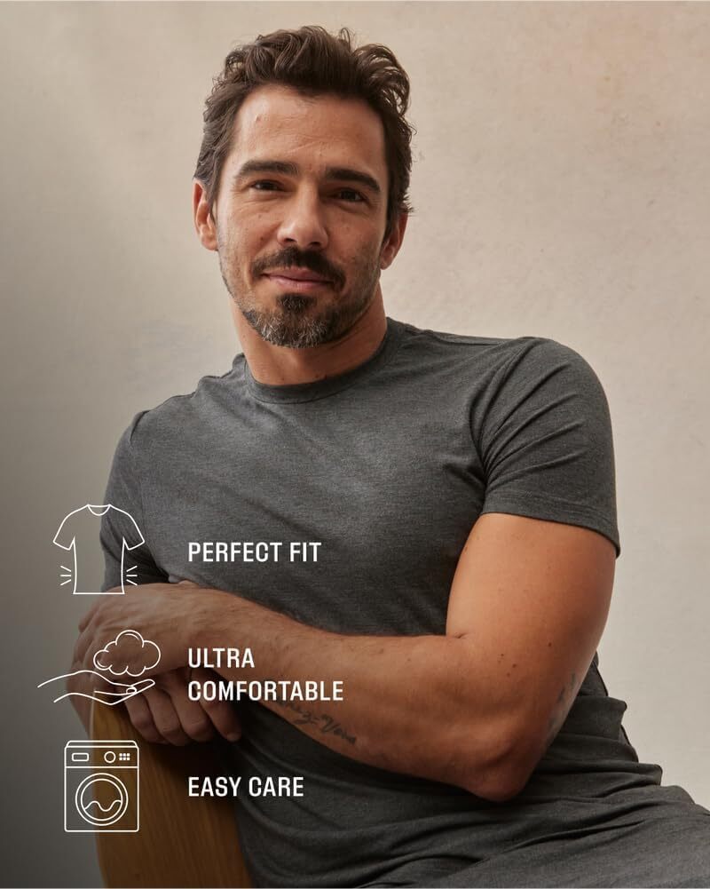 3 Pack Men‘s T-Shirts - Short Sleeve Crew Neck Plain Novelty T Shirt for Men