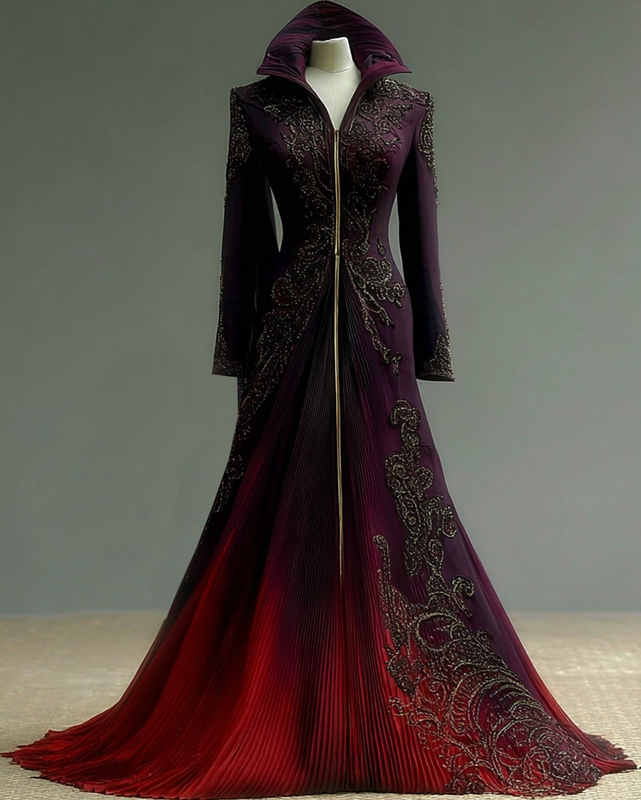 Halloween floral embroidered lace patchwork Halloween cape dress 8cc7