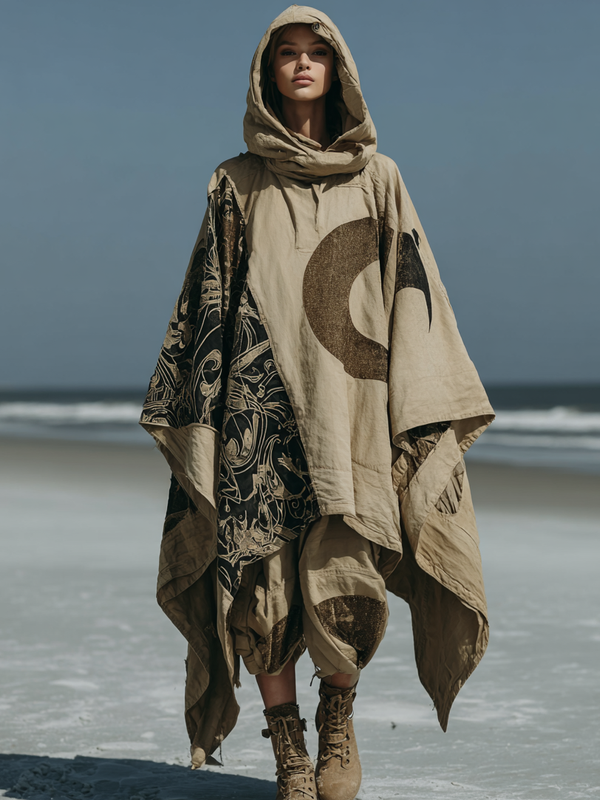 Women's fashionable autumn and winter hooded cape coat 5de9