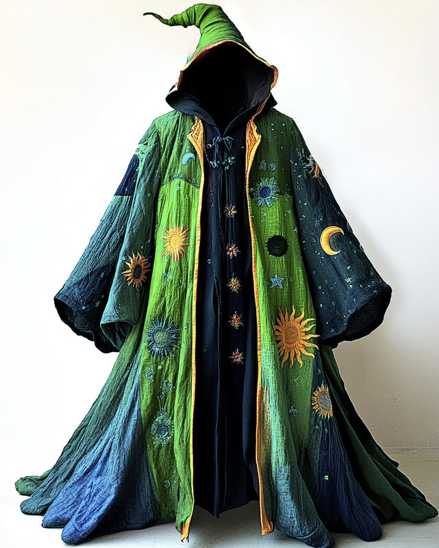 Stars and Moon Embroidered Rainbow Contrast Cape  9743