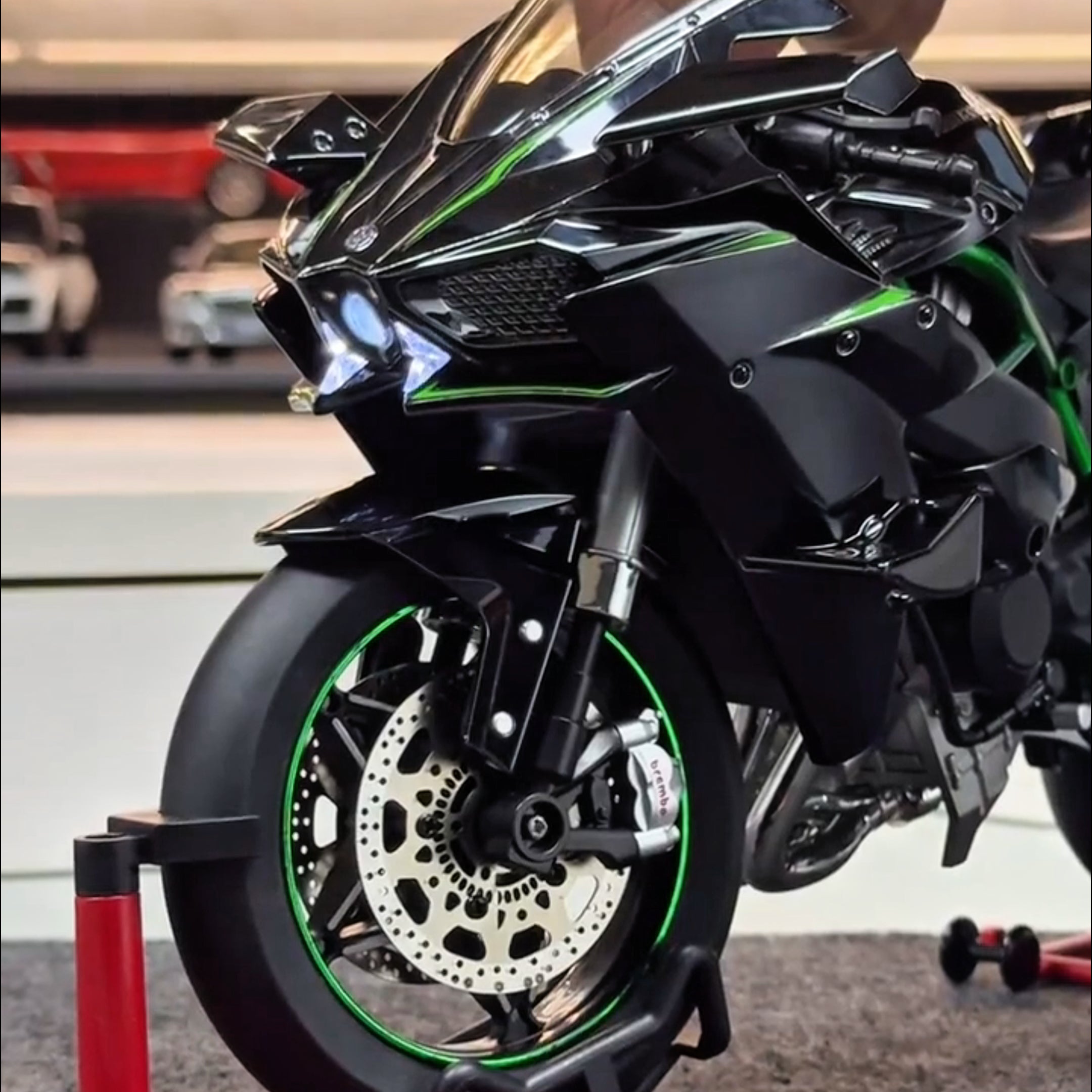 H2R Motorcycle Model With Engine Startup, Throttle Control, And Exhaust Spray Simulation, Die-Cast Bike, Ideal Gift For Men