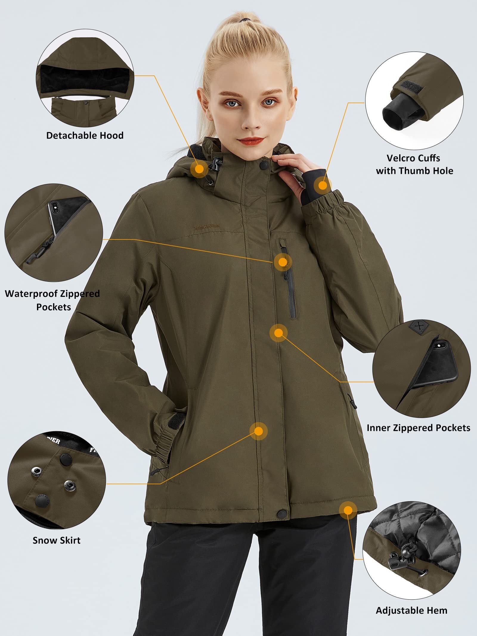 ETHEREAL Women's Waterproof Ski Snow Jacket