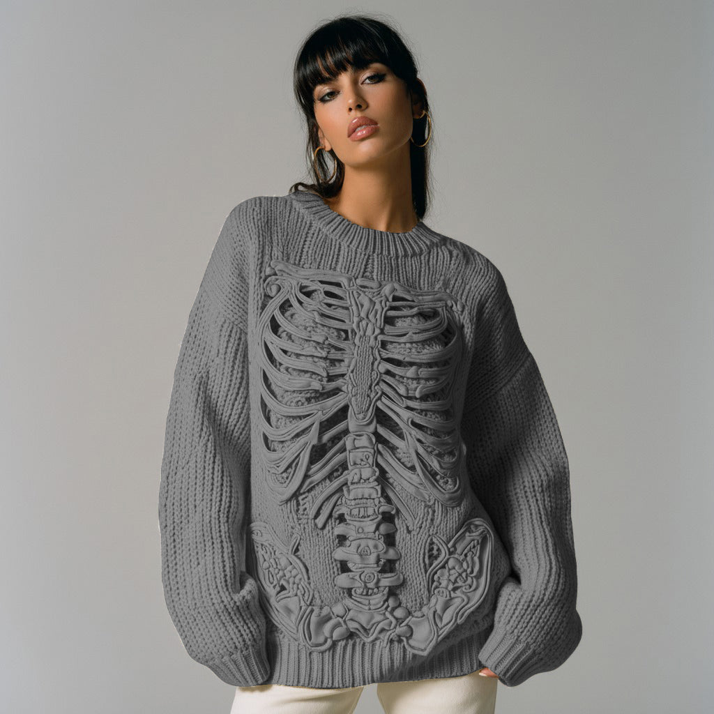 Vintage Halloween Anatomy Art Chunky Knitted Sweater 26f4