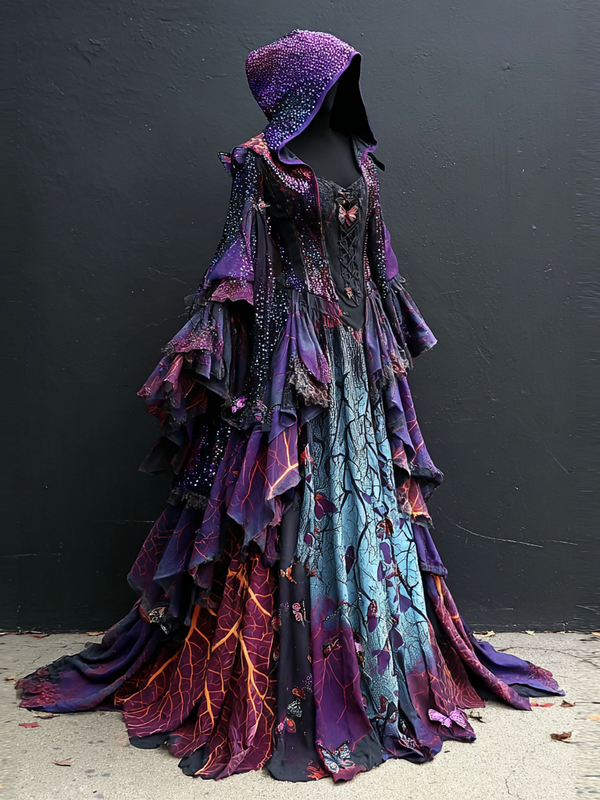 Women's Gorgeous Original Contrast Cape Dress 6774
