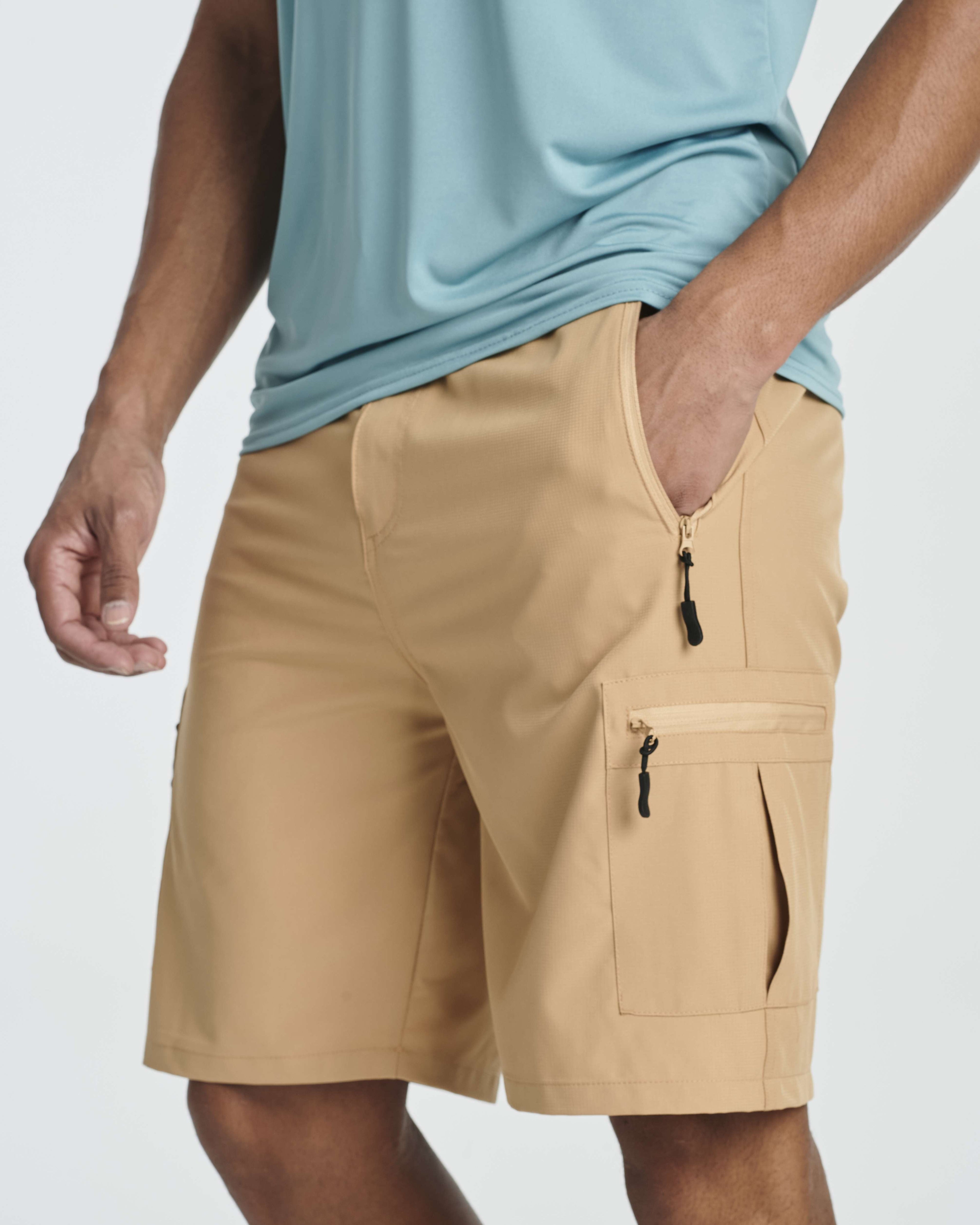 2 & 3 Pack: Men's Hiking Cargo Shorts Fishing Outdoor Tactical Travel Camping Casual Golf 5 Zipper Pockets