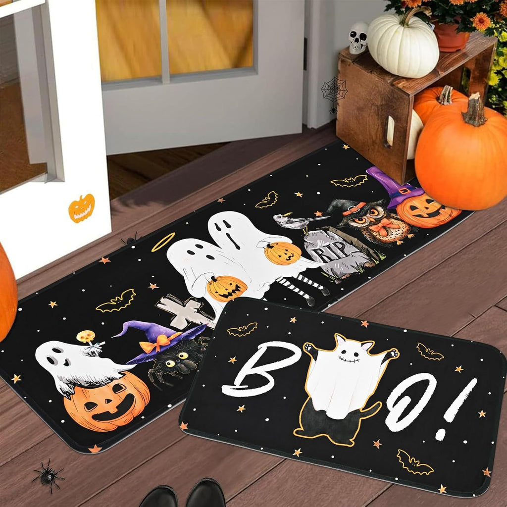 🏆#1 Bestselling-🎃Spooky Kitchen Rugs Sets of 2  9c0d