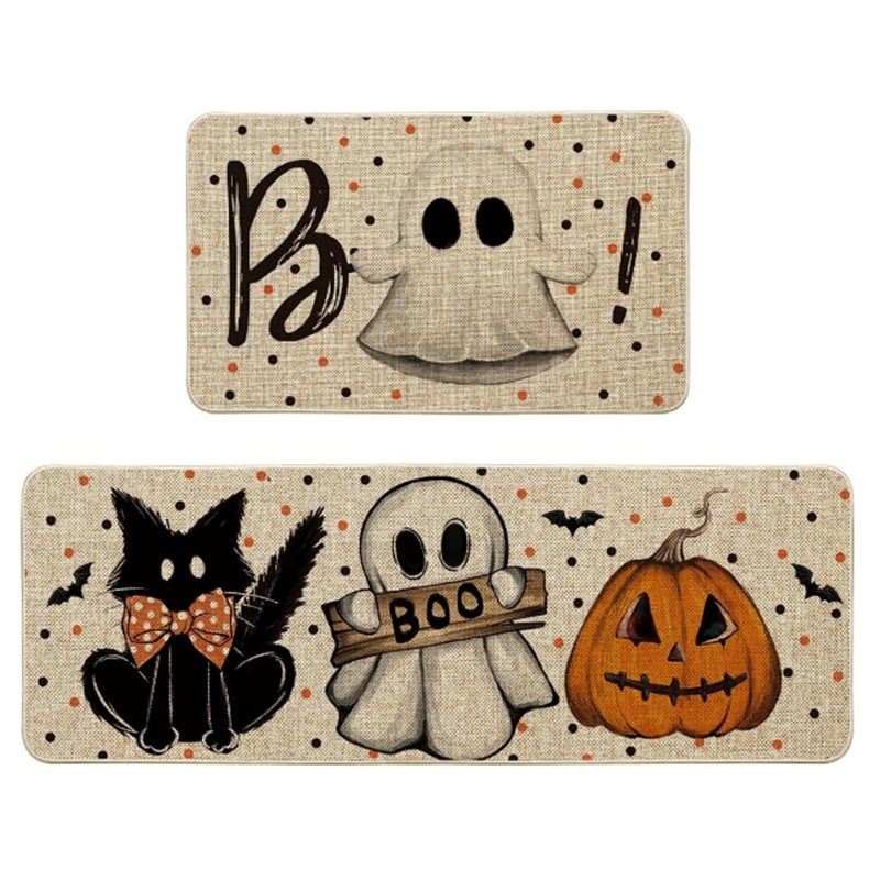 🏆#1 Bestselling-🎃Spooky Kitchen Rugs Sets of 2  9c0d