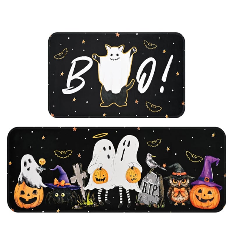 🏆#1 Bestselling-🎃Spooky Kitchen Rugs Sets of 2  9c0d