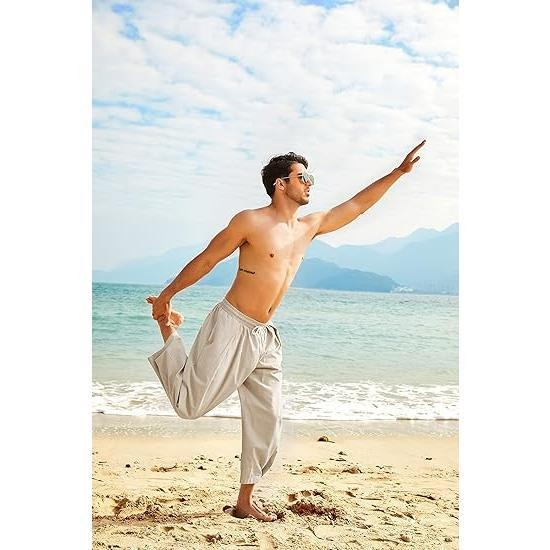 Men's High-Quality Linen Straight Leg Pants, Summer Beachwear, Casual Loose Fit, Durable Easy Care, Available in S-6XL Sizes